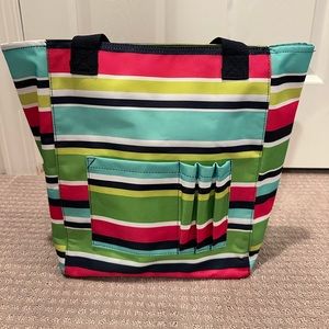 Thirty-One Multi-Colored Striped Zipper Tote